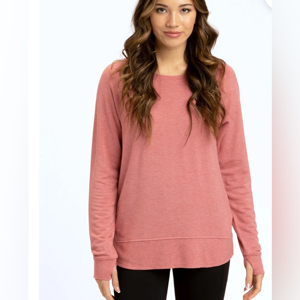 THREADS 4 THOUGHT LEELU FEATHER FLEECE RAGLAN PULLOVER DARK PINK - SIZE 12